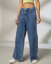 DNMX FOR TRENDS SELECT Women Stone Wash Wide-Leg Cotton Jeans