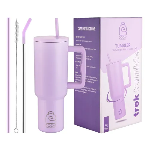 Image of DOCAT 1200ML Stainless Steel Tumbler with Lid and Straw, Hot and Cold Double Insulated Sipper Mug, 100% Leak Proof Coffe