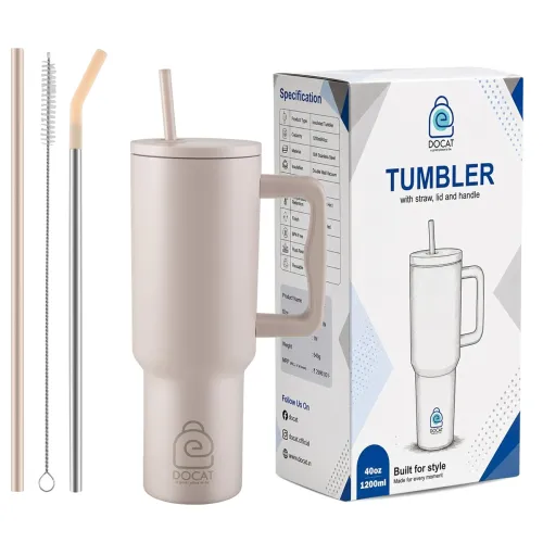 Image of DOCAT 1200ML Stainless Steel Tumbler with Lid and Straw