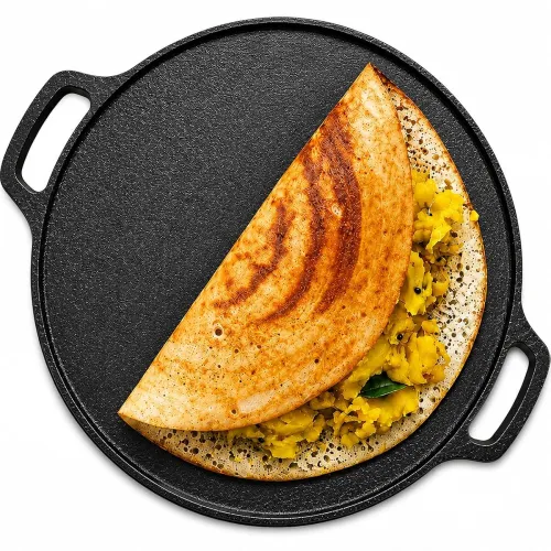 Image of DOCAT Cast Iron Dosa Tawa Pre-Seasoned Iron Tawa for Dosa 