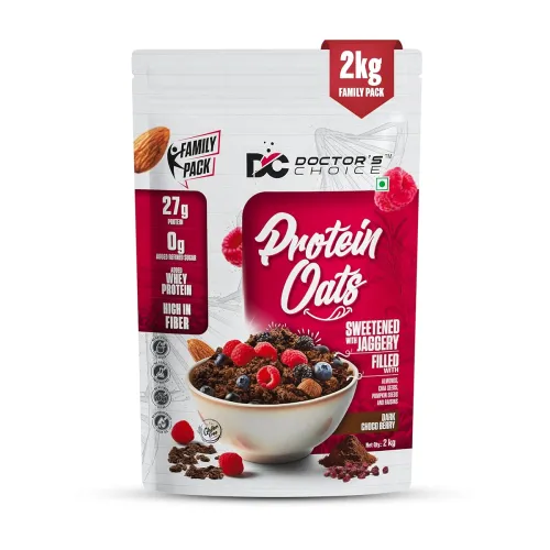Image of DOCTORS CHOICE Oats, High Protein Oats, 27g Pure Protein Breakfast Cereals, Jaggery Sweetened, Rich in Fiber, No Additiv
