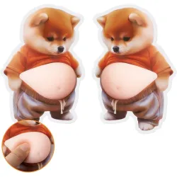 Dog Wall Protection Sticker with Soft Silicone Belly, Cartoon Puppy Flat Adhesive Decor for Door, Phone, Fridge Surface 