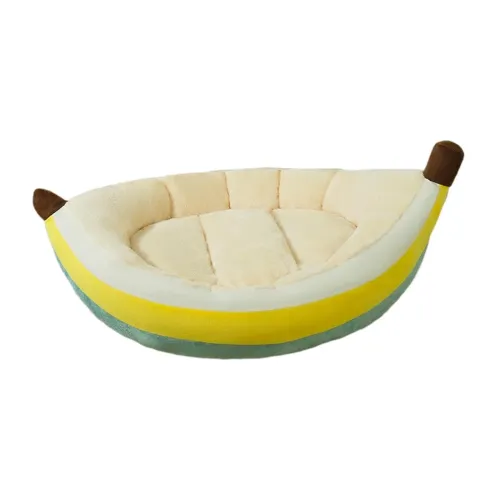 Image of Dog Warm Bed Banana Shape Plush Cushion 