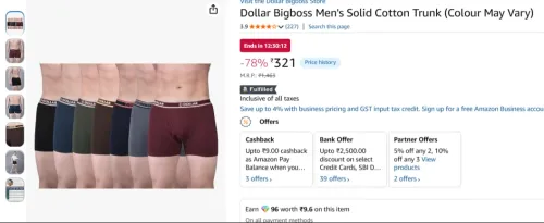 Image of Dollar Bigboss Men's Solid Cotton Trunk