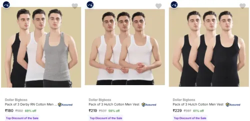 Image of Dollar Bigboss Men's Vest Starting @ ₹180