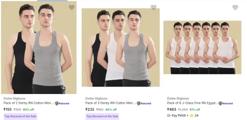 Image of Dollar Bigboss Mens Vests @ Minimum 60% Discount