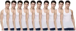 Dollar  Pack of 10 Dollar Lehar Men Combed Cotton Round Neck Vest -Pack of 10- White Men Vest