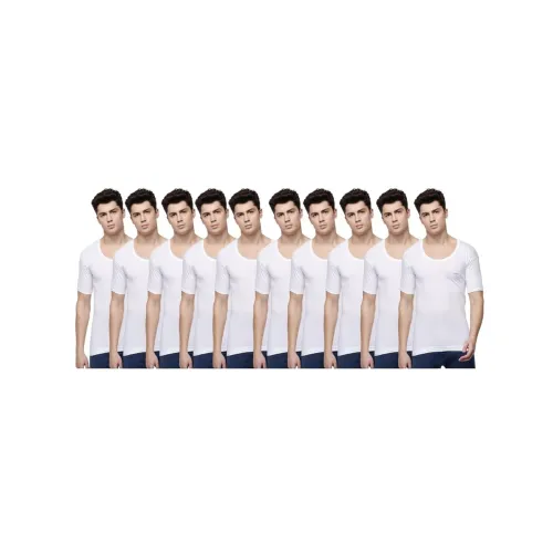 Image of Dollar Lehar Men’s Cotton Vest – White, Pack of 10