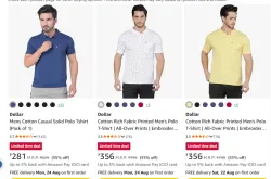 Dollar Mens Cotton Solid Polo T-Shirtn Upto 55% OFF