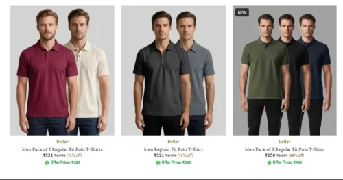 Image of DOLLAR Men's Pack of 3 T-Shirt Upto 71% OFF
