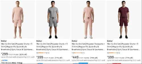 Image of Dollar Men's Co-ord Set Starting at ₹299