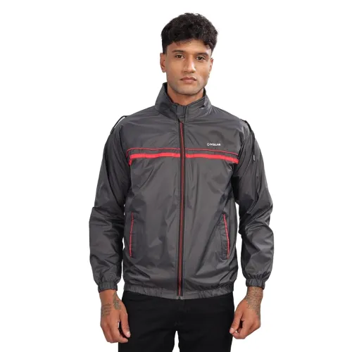 Image of Dollar Men's Polyester Solid Hooded Windcheater Jacket 