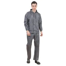 Dollar Men's Waterproof PVC Raincoat Set | Zipper & Button Closure | Hood & Pocket | Full Sleeve Jacket Pant Rainwear Suit | Lightweight Leakproof Rain Protection for Outdoor, Biking, Riding