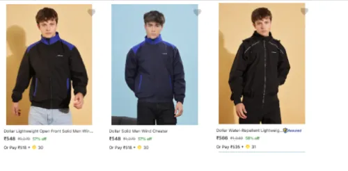 Image of Dollar Men's Windcheaters at minimum 57% Discount