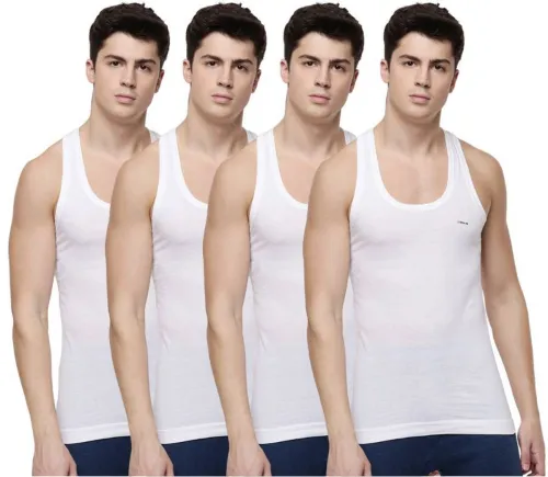 Image of Dollar  Pack of 4 Dollar Lehar Men Combed Cotton Round Neck Vest -Pack of 4