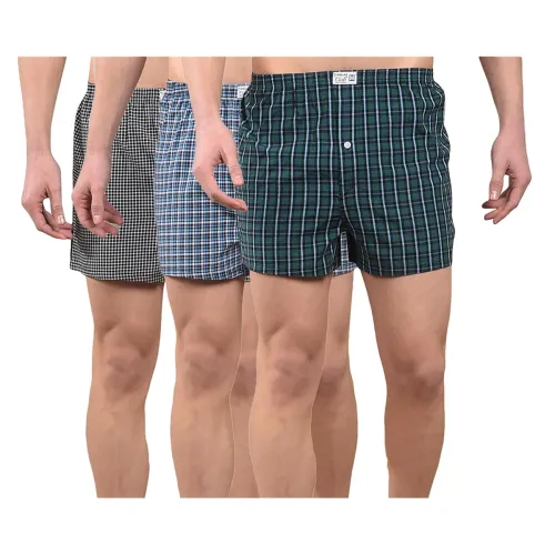Image of Dollar Pack of 3 Cotton Checkered Men Boxer