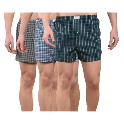 Dollar Pack of 3 Cotton Checkered Men Boxer