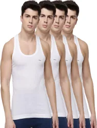 Dollar Pack of 4 Combed Cotton Mens White Vest