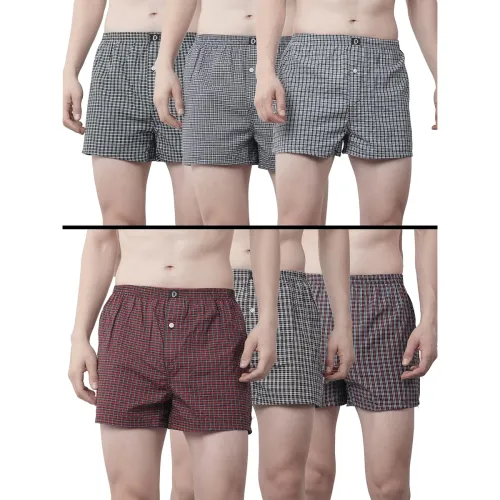 Image of Dollar Pack of 6 Cotton Checkered Men Boxer