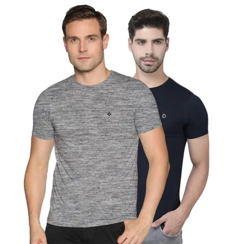 Image of Dollar Super Combed Cotton Mens Assorted Pack of 2 Solid T-Shirt