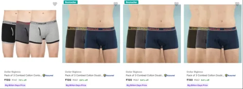 Image of Dollar Bigboss Men's Briefs and Trunks Pack of 3 From ₹189