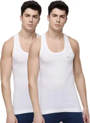 Dollar Lehar Men’s Combed Cotton Round Neck Vest (Pack of 2)
