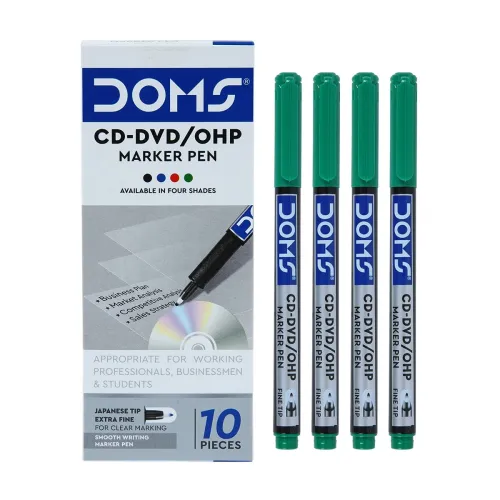 Image of Doms Non-Toxic CD-DVD/OHP Pens (Green x 20 Set)