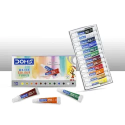 Doms Non-Toxic Water Colour Tube Set (12 Assorted Shades, 1 Paint Brush & 1 Palette)