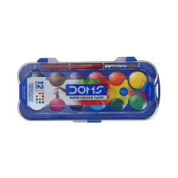 DOMS Non-Toxic 23mm Water Colour Cake Set with Paint Brush (12 Assorted Shades x 4 Set) (DM7427P4)