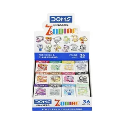 Doms Zodiac Colorful Erasers for Clean & Clear Erasing (Pack of 36)