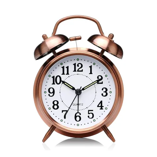 Image of DONDA Vintage Look Twin Bell Analog Table Alarm Clock 