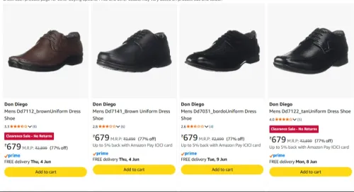Image of Don Diego Men's Shoes at minimum 77% Discount
