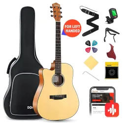 Donner Left Handed Acoustic Guitar Cutaway 