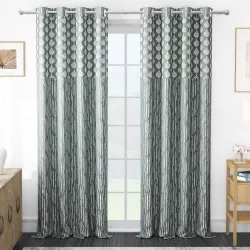 Door Curtains 8 Feet Pack of 1, Damask, Grey & White