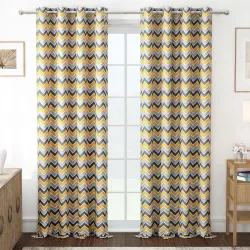 Door Curtains 7 Feet Pack of 1, Chevron, Yellow & Grey