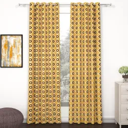Door Curtains 7 Feet Set of 2, Dots, Brown