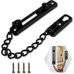 Door Latch & Chain Lock – Main Door Safety, 360° Viewer (Black)