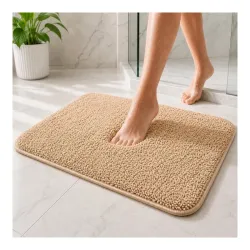 Doormat for Home Entrance, Door Mat for Living Room, Bedroom & Office, Anti Slip Floor Mat,Easy Clean Decorative Mat for Indoor Outdoor Use Microfiber Bath Mat, 60x40 cm, Beige
