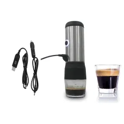 doppio Macchina 15BAR 90W 12V Portable 3 In 1 Coffee Machine With Hot Water Brew System USB Powered With Electric Vehicle Power Supply 60Ml Water Tank Compatible With Ns Capsules DG Capsules