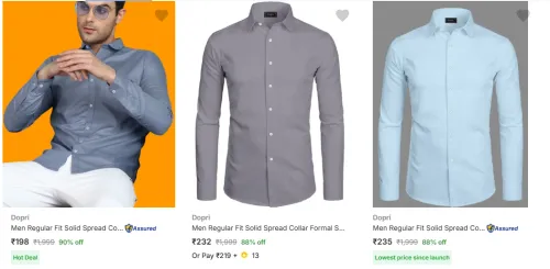 Image of Dopri Men's Formal Shirts upto 90% Discount