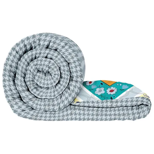 Image of Double Bed Comforter 180 GSM 220x250 cm, Multi & Grey