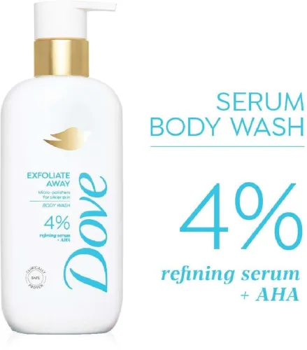 Image of DOVE 4% Refining Serum + AHA Exfoliate Away Serum Body Wash (300 ml)