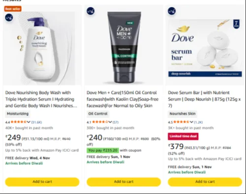 Image of Dove Beauty at minimum 50% Discount