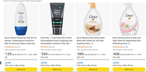 Image of Dove Beauty Products starting at ₹129