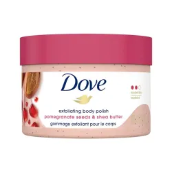 Dove Body Polish Exfoliating Scrub, Moisturizing Shea Butter and Pomegranate Seeds | Nourishes & Conditions Soft Skin | 