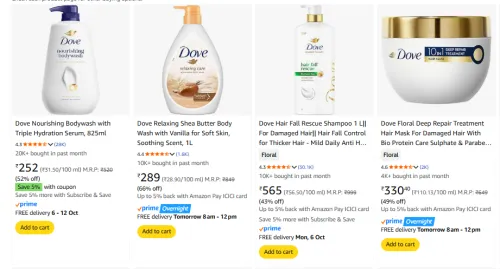 Image of Dove Body Wash & Lotion Minimum 50% Discount