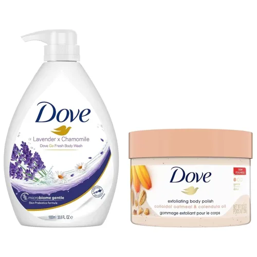 Image of Dove Body Scrub (298g) + Lavender & Chamomile Body Wash (1L)