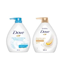 Dove Set of 2 Dryness Care & Gentle Exfoliating Body Wash - 800ml each