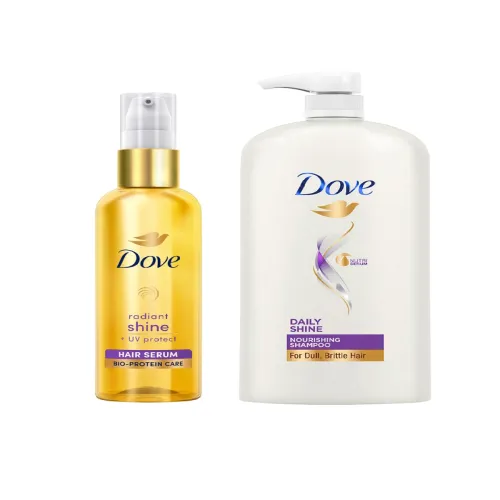 Image of Dove Daily Shine Shampoo For Dull Hair 1L & Radiant Shine UV Protect Hair Serum 48ml