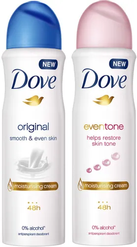 Image of DOVE Original and Eventone Deodorant Spray - For Women (300 ml, Pack of 2)